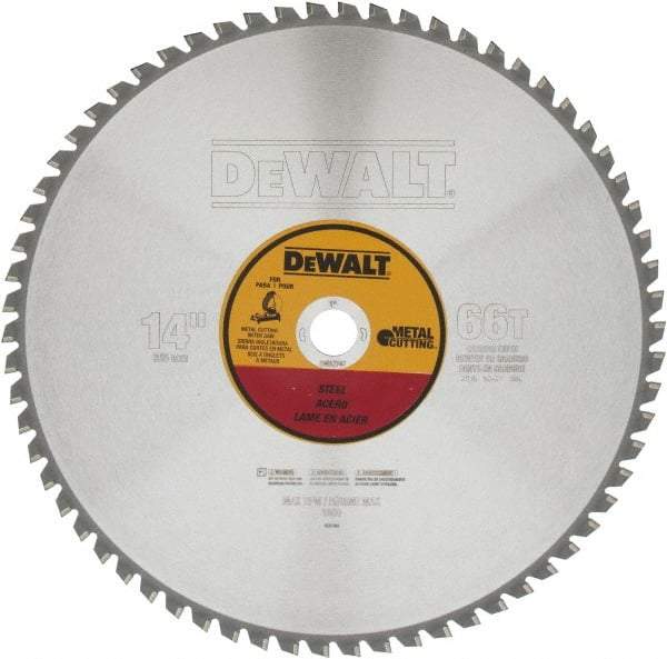 DeWALT - 14" Diam, 1" Arbor Hole Diam, 66 Tooth Wet & Dry Cut Saw Blade - Carbide-Tipped, Standard Round Arbor - Top Tool & Supply