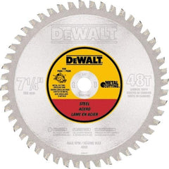 DeWALT - 7-1/4" Diam, 5/8" Arbor Hole Diam, 48 Tooth Wet & Dry Cut Saw Blade - Carbide-Tipped, Standard Round Arbor - Top Tool & Supply