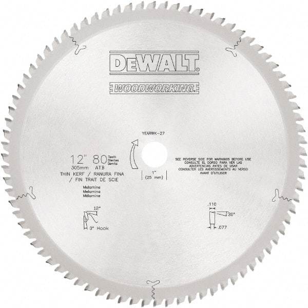 DeWALT - 6-3/4" Diam, 20mm Arbor Hole Diam, 40 Tooth Wet & Dry Cut Saw Blade - Carbide-Tipped, Standard Round Arbor - Top Tool & Supply