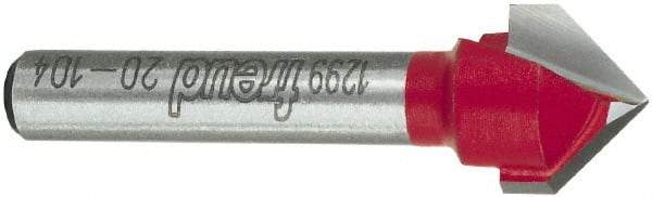 Freud - 1/2" Cut Diam, 7/16" Length of Cut, 0 Flute V-Groove Edge Profile Router Bit - Carbide-Tipped, 1/4" Shank Diam, 1-3/4" OAL, Proprietary Coating - Top Tool & Supply