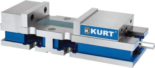 Kurt - 8" Jaw Width, 10-1/4" Jaw Opening Capacity, Horizontal Stationary Machine Vise - Manual Operation, 1 Station, 24" Long x 6" High x 1" Deep, 6" Jaw Height, 100 Lb Max Clamp Force, Ductile Iron - Top Tool & Supply