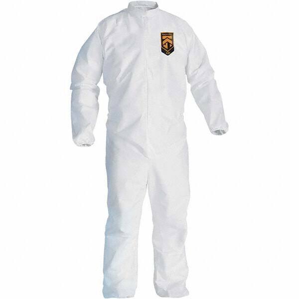 KleenGuard - Size M Film Laminate General Purpose Coveralls - White, Zipper Closure, Elastic Cuffs, Elastic Ankles, Serged Seams - Top Tool & Supply