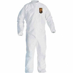 KleenGuard - Size M Film Laminate General Purpose Coveralls - White, Zipper Closure, Elastic Cuffs, Elastic Ankles, Serged Seams - Top Tool & Supply