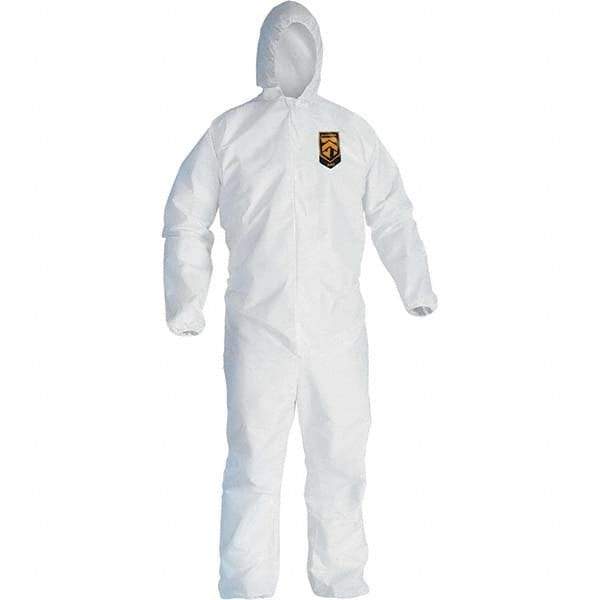 KleenGuard - Size 4XL Film Laminate General Purpose Coveralls - White, Zipper Closure, Elastic Cuffs, Elastic Ankles, Serged Seams - Top Tool & Supply