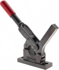 De-Sta-Co - 600 Lb Holding Capacity, Horizontal Handle, Manual Hold Down Toggle Clamp - 69° Handle Movement, 90° Bar Opening, Solid Bar, Flanged Base, Oxide Finish, Forged Alloy Steel - Top Tool & Supply