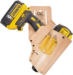 CLC - Drill/Impact Driver Holster with 3 Pockets - Leather, Natural (Color) - Top Tool & Supply