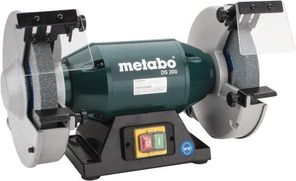 Metabo - 8" Wheel Diam x 1" Wheel Width, 1-1/4 hp Bench Grinder - 1-1/4" Arbor Hole Diam, 1 Phase, 3,570 Max RPM, 120 Volts - Top Tool & Supply