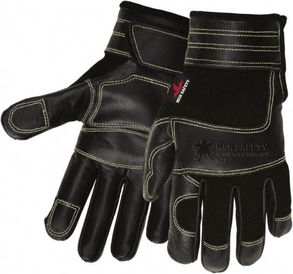 MCR Safety - Size M Cowhide General Protection Work Gloves - For Work & Driver, Uncoated, Adjustable Closure Cuff, Black, Paired - Top Tool & Supply