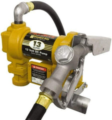 Tuthill - 13 GPM, 3/4" Hose Diam, DC Tank Pump with Manual Nozzle - 1" Inlet, 3/4" Outlet, 12 Volts, 10' Hose Length, 1/4 hp - Top Tool & Supply