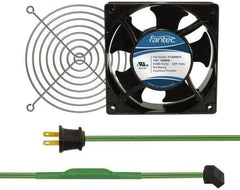 Made in USA - 115 Volts, AC, 103 CFM, Square Tube Axial Fan Kit - 0.26 Amp Rating, 120mm High x 120mm Wide x 38.5mm Deep, Includes Fan, Fan Guard, Thermostatically Controlled Fan Cord - Top Tool & Supply