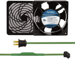 Made in USA - 115 Volts, AC, 80 CFM, Square Tube Axial Fan Kit - 0.18 Amp Rating, 120mm High x 120mm Wide x 38.5mm Deep, Includes Fan, Fan Filter, Thermostatically Controlled Fan Cord - Top Tool & Supply