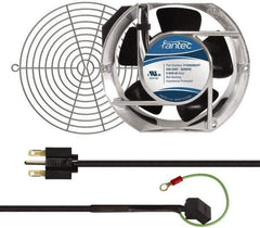 Made in USA - 230 Volts, AC, 240 CFM, Oval Tube Axial Fan Kit - 0.12/0.16 Amp Rating, 151mm High x 172mm Wide x 51mm Deep, Includes Fan, Fan Guard, Fan Cord - Top Tool & Supply