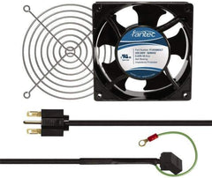 Made in USA - 230 Volts, AC, 103 CFM, Square Tube Axial Fan Kit - 0.12 Amp Rating, 120mm High x 120mm Wide x 38.5mm Deep, Includes Fan, Fan Filter, Fan Cord - Top Tool & Supply