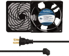 Made in USA - 115 Volts, AC, 103 CFM, Square Tube Axial Fan Kit - 0.26 Amp Rating, 120mm High x 120mm Wide x 38.5mm Deep, Includes Fan, Fan Filter, Fan Cord - Top Tool & Supply