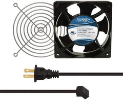 Made in USA - 115 Volts, AC, 80 CFM, Square Tube Axial Fan Kit - 0.18 Amp Rating, 120mm High x 120mm Wide x 38.5mm Deep, Includes Fan, Fan Guard, Fan Cord - Top Tool & Supply