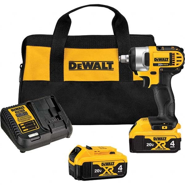 Cordless Impact Wrench: 20V, 1/2″ Drive, 0 to 2,700 BPM, 2,300 RPM 150 ft-lb, 2 20V MAX Battery Included, DCB101 Charger Included