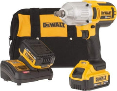 DeWALT - 1/2" Drive 20 Volt Mid-Handle Cordless Impact Wrench & Ratchet - 1,500 RPM, 2,300 BPM, 400 Ft/Lb Torque, 2 Lithium-Ion Batteries Included - Top Tool & Supply