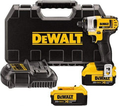 DeWALT - 20 Volt, 1/4" Drive, 117 Ft/Lb Torque, Cordless Impact Driver - Mid-Handle, 2800 RPM, 2 Lithium-Ion Batteries Included - Top Tool & Supply