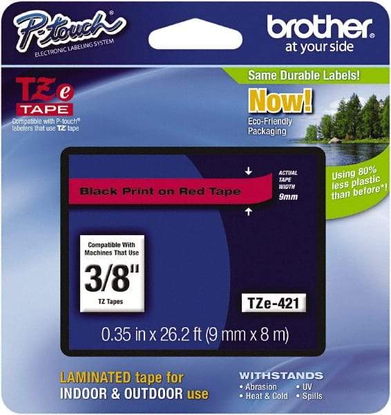 Brother - 3/8" Wide, Red Tape Cassette - For Label Maker - Top Tool & Supply