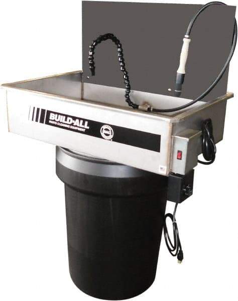 Build-All - Drum Mount Water-Based Parts Washer - 25 Gal Max Operating Capacity, 304 Stainless Steel Tank, 115 Input Volts - Top Tool & Supply