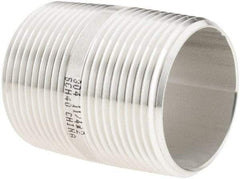 Value Collection - 1-1/4" Pipe x 2" Long, Grade 304/304L Stainless Steel Pipe Nipple - Welded & Threaded - Top Tool & Supply