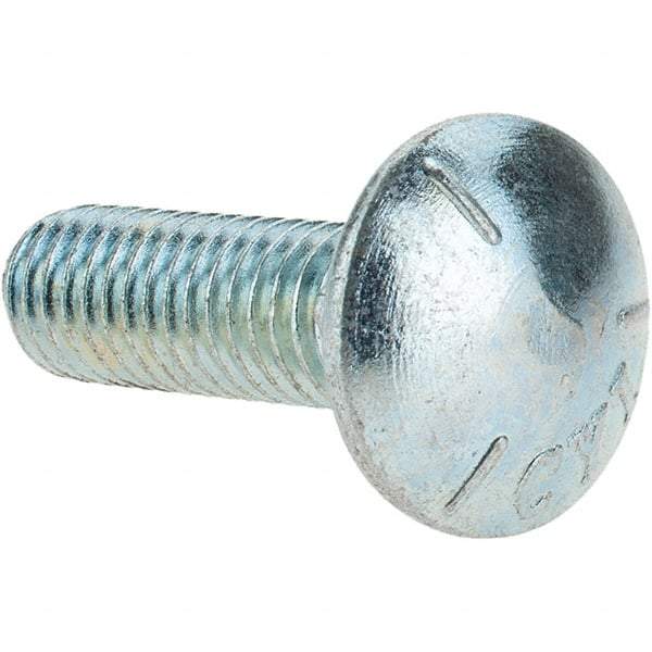 Value Collection - 3/8-16 UNC 1-1/4" Length Under Head, Standard Square Neck, Carriage Bolt - Grade 5 Steel, Zinc-Plated Finish - Top Tool & Supply