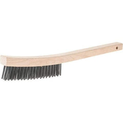 Weiler - 3 Rows x 19 Columns Steel Scratch Brush - 14" Brush Length, 14" OAL, 1-3/16 Trim Length, Wood Handle - Top Tool & Supply