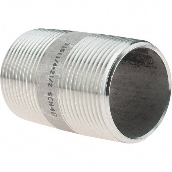 Value Collection - 1-1/4" Pipe x 2-1/2" Long, Grade 316/316L Stainless Steel Pipe Nipple - Welded & Threaded - Top Tool & Supply