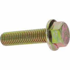 Value Collection - 5/8-11 UNC, 2-1/2" Length Under Head, Hex Drive Flange Bolt - 2-1/2" Thread Length, Grade 8 Alloy Steel, Smooth Flange, Zinc Yellow Dichromate Finish - Top Tool & Supply