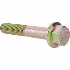 Value Collection - 1/2-13 UNC, 3" Length Under Head, Hex Drive Flange Bolt - 1-1/4" Thread Length, Grade 8 Alloy Steel, Smooth Flange, Zinc Yellow Dichromate Finish - Top Tool & Supply