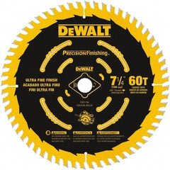 DeWALT - 7-1/4" Diam, 5/8" Arbor Hole Diam, 60 Tooth Wet & Dry Cut Saw Blade - Carbide-Tipped, Diamond Arbor - Top Tool & Supply