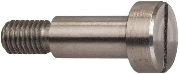 Made in USA - 12mm Shoulder Diam x 20mm Shoulder Length, M10x1.5 Metric Coarse, Slotted Shoulder Screw - 303, 18-8 Stainless Steel, Uncoated, 8mm Head Height x 20mm Head Diam - Top Tool & Supply