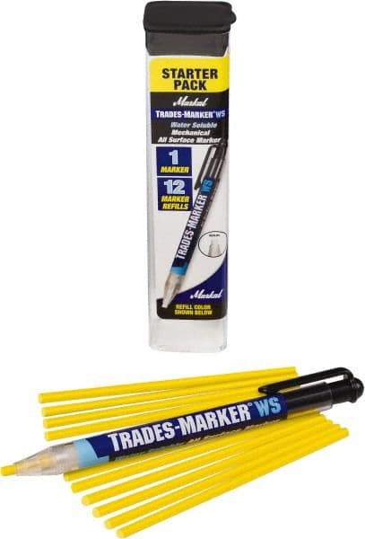 Markal - Yellow All Purpose Wax Crayon - Flat Tip - Top Tool & Supply