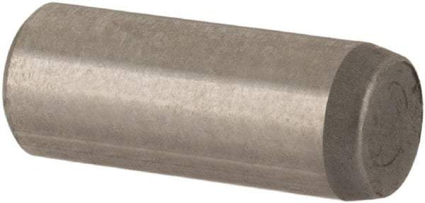 Made in USA - 3mm Diam x 8mm Pin Length Alloy Steel Standard Dowel Pin - Bright Finish, C 47-58 & C 60 (Surface) Hardness, 1 Beveled & 1 Rounded End - Top Tool & Supply