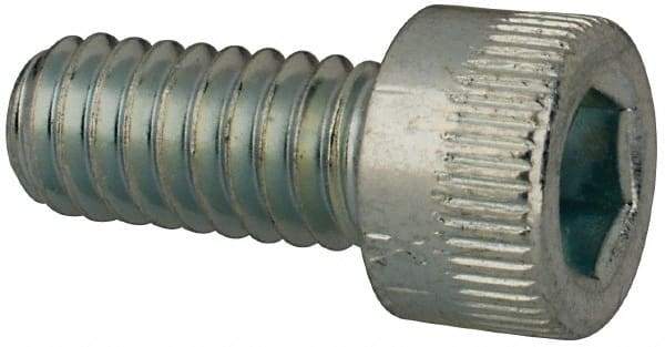 Made in USA - #8-32 UNC Hex Socket Drive, Socket Cap Screw - Alloy Steel, Zinc-Plated Finish, Fully Threaded, 3/8" Length Under Head - Top Tool & Supply