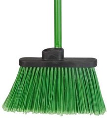 PRO-SOURCE - 12" Wide, Green Polypropylene Bristles, 48" Vinyl-Coated Metal Handle, Angled Broom - Flagged - Top Tool & Supply