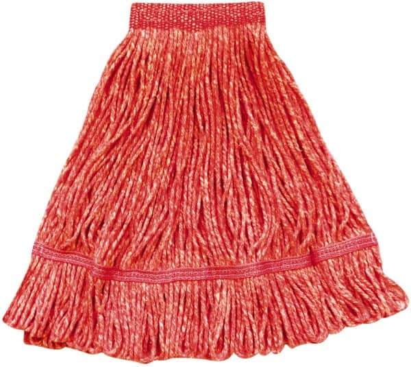 PRO-SOURCE - 5" Red Head Band, Medium Blended Fiber Loop End Mop Head - 2 Ply, Side Loading Connection - Top Tool & Supply