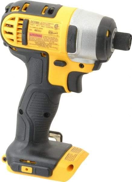 DeWALT - 20 Volt, 1/4" Drive, 117 Ft/Lb Torque, Cordless Impact Driver - Pistol Grip Handle, 2800 RPM, Lithium-Ion, Bare Tool - Top Tool & Supply