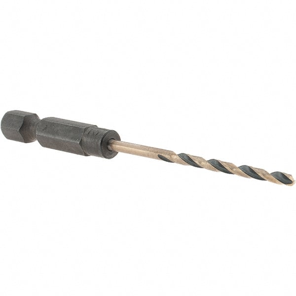 Made in USA - 3/32" High Speed Steel, 135° Point, Hex Shank Maintenance Drill Bit - Top Tool & Supply