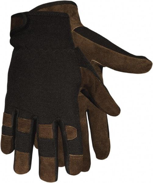 MCR Safety - Size L Synthetic Blend Work Gloves - Adjustable Closure Cuff, Brown/Black, Paired - Top Tool & Supply