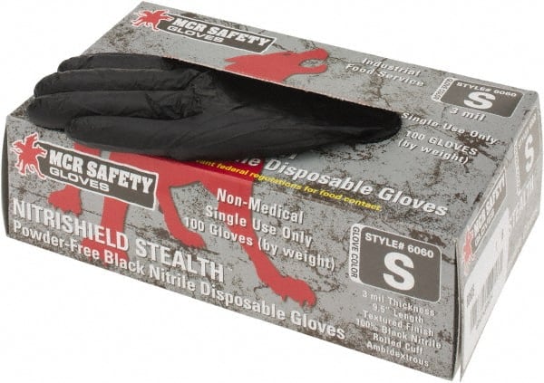 MCR Safety - Pack of (100) Size S, 3 mil, Powder Free Nitrile Disposable Gloves - Top Tool & Supply