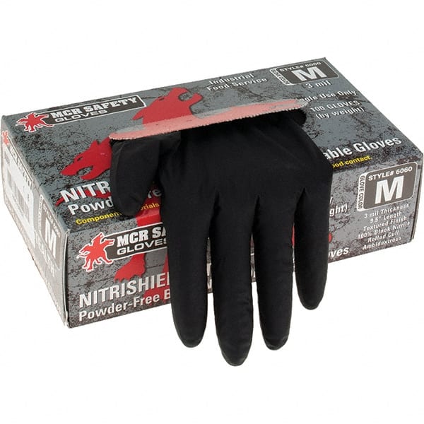 MCR Safety - Pack of (100) Size M, 3 mil, Powder Free Nitrile Disposable Gloves - Top Tool & Supply