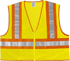 MCR Safety - Size M High Visibility Lime Mesh General Purpose Vest - 24" Chest, ANSI 107-2015, Zipper Closure, 2 Pockets, Polyester - Top Tool & Supply