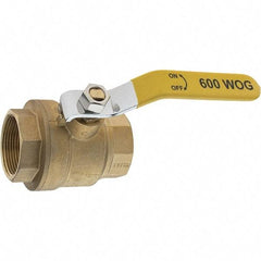 Value Collection - 1-1/2" Pipe, Brass Full Port Ball Valve - 2 Piece, NPT Ends, Lever Handle, 600 WOG, 150 WSP - Top Tool & Supply