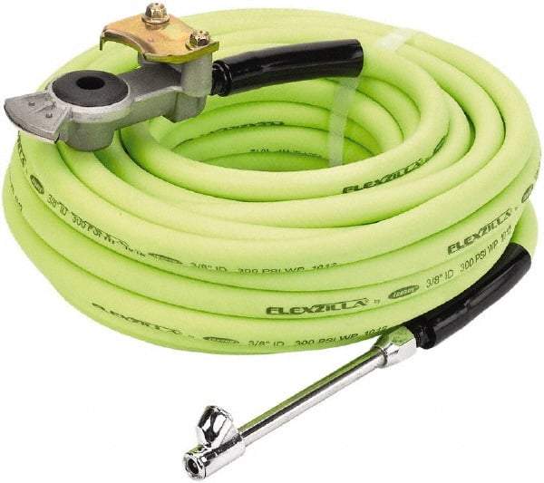 Legacy - Air Compressor Truck Tire Inflator Kit - 300 psi, 3/8" ID x 50' Flexzilla Air Hose; Glad-Hand Attachment; 30° Dual Air Chuck - Top Tool & Supply