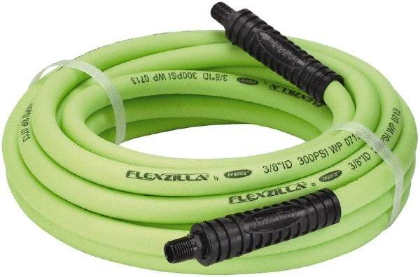 Legacy - 3/8" ID x 0.61" OD 25' Long Multipurpose Air Hose - MNPT x MNPT Ends, 300 Working psi, 140°, 1/4" Fitting, Green - Top Tool & Supply