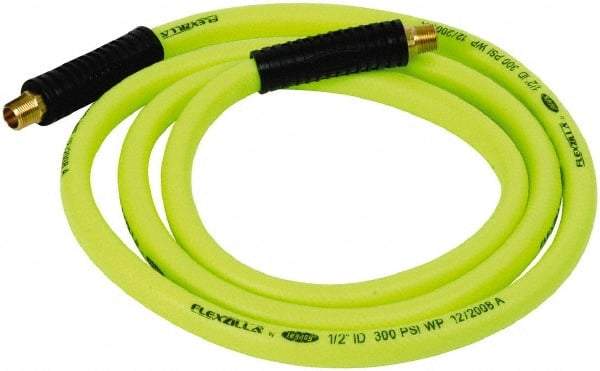 Legacy - 1/2" ID x 0.74" OD 8' Long Lead-In Whip Hose - MNPT x MNPT Ends, 300 Working psi, 140°, 3/8" Fitting, Green - Top Tool & Supply