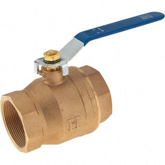 Value Collection - 2" Pipe, Bronze Full Port Ball Valve - 2 Piece, NPT Ends, Lever Handle, 600 WOG, 150 WSP - Top Tool & Supply