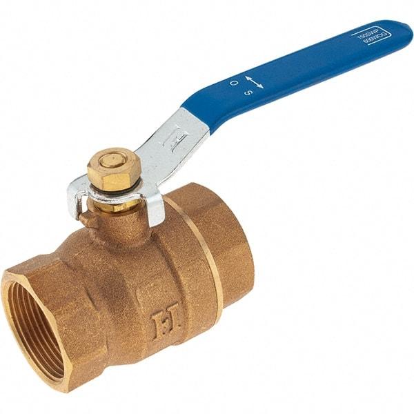 Value Collection - 1-1/4" Pipe, Bronze Full Port Ball Valve - 2 Piece, NPT Ends, Lever Handle, 600 WOG, 150 WSP - Top Tool & Supply