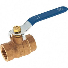 Value Collection - 3/4" Pipe, Bronze Full Port Ball Valve - 2 Piece, NPT Ends, Lever Handle, 600 WOG, 150 WSP - Top Tool & Supply